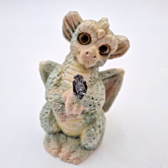 Vintage 1993 Stone Critter Littles Green Dragon SCL 114 Made in the USA Fantasy - Picture 4 of 11